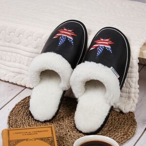 Black leather men’s slippers canabbis